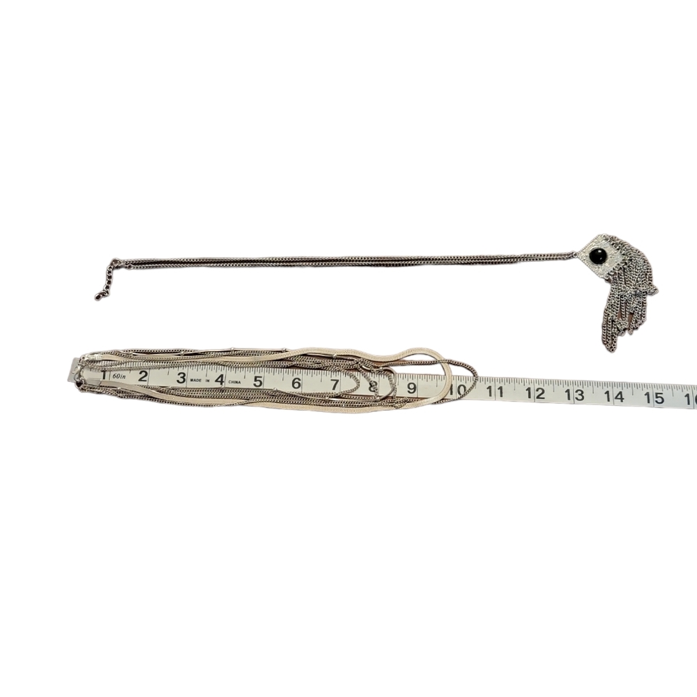 Bohemian Silvertone Multi-Layered Statement Chain… - image 6